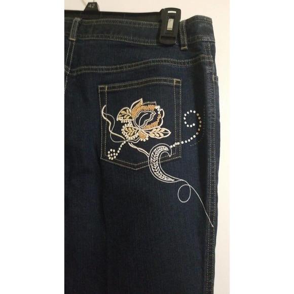 Dana Buchman Floral Embroidery Boot Cut Jeans Size 8 NWT - Picture 6 of 14